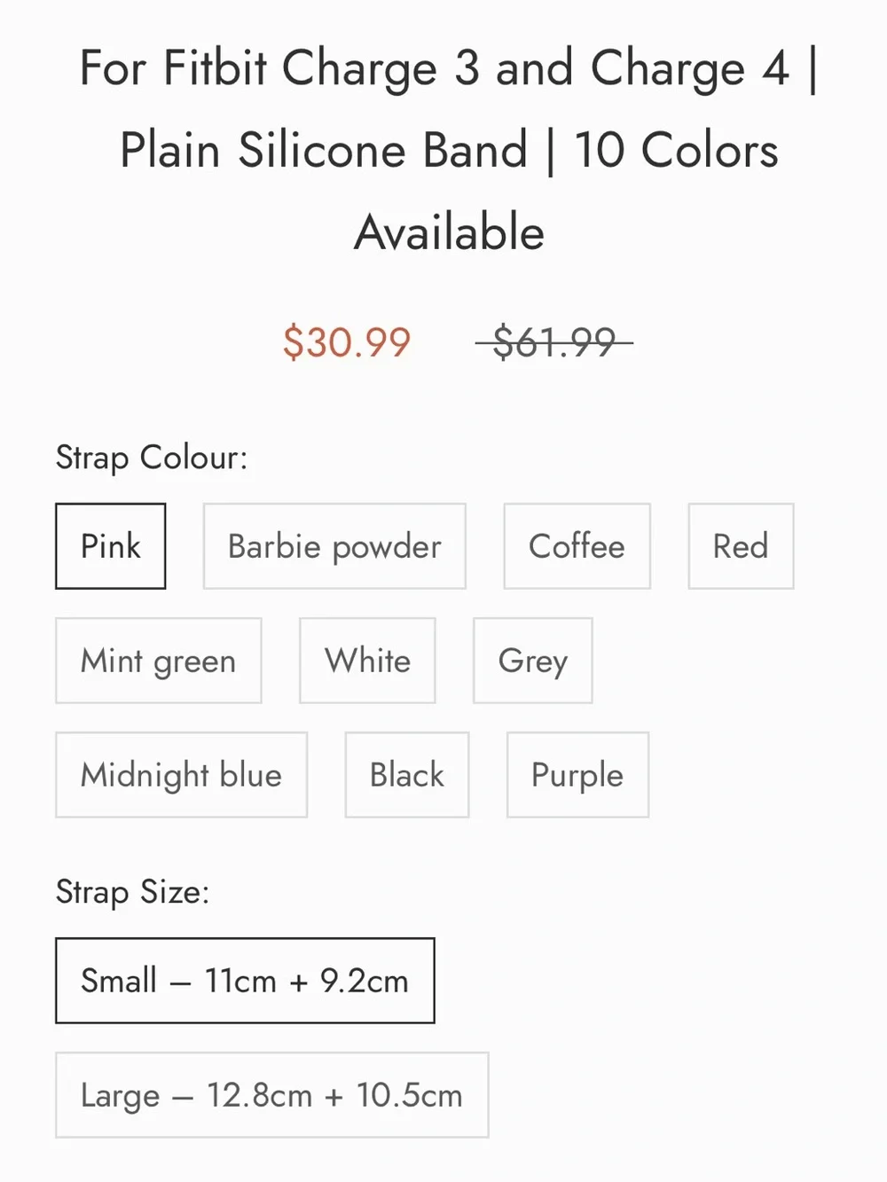 FitBands pink silicone replacement band for FitBit Charge 3 or 4